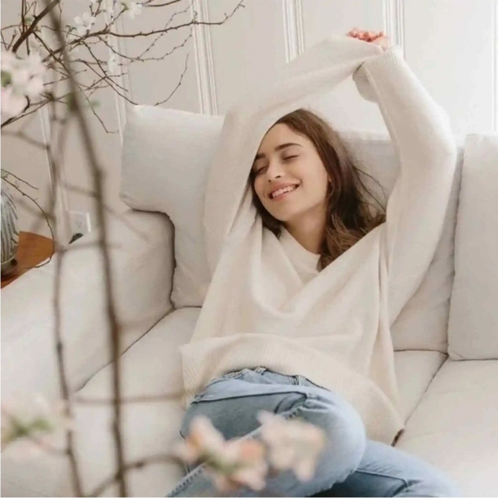 Jenni Kayne Cream Boyfriend cashmere sweater Small